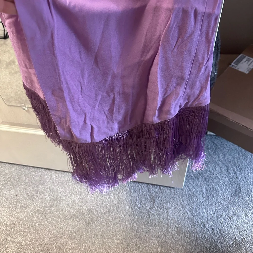 J. Crew Lavender Halter Maxi Dress with Fringe Hem
